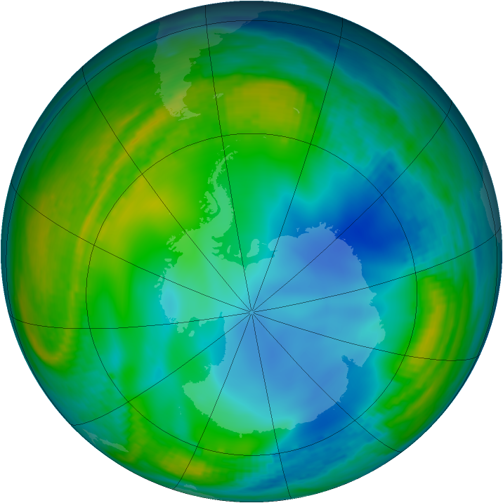 Antarctic ozone map for 09 June 1986